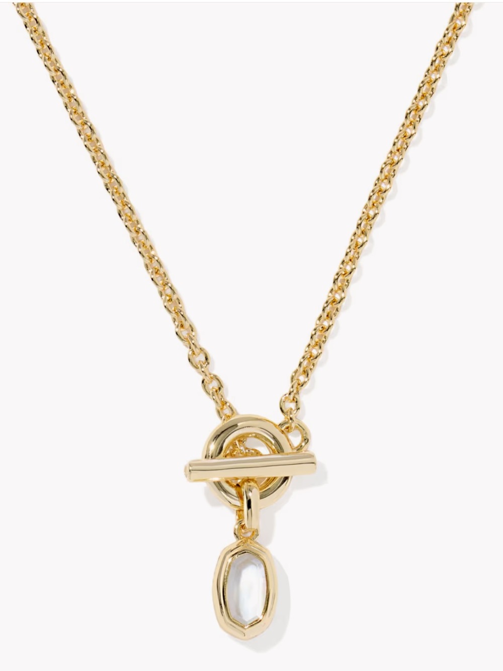 Kendra Scott Mini Elisa Toggle Gold Short Pendant Necklace Ivory Mother of Pearl